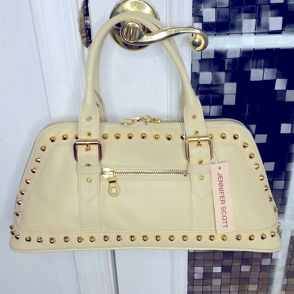 💕 Jennifer Scott Mahsa vixen bone  Italian leather satchel gorgeous $559 💕